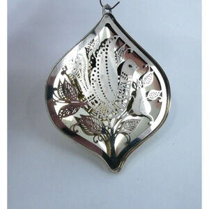 Oneida Silver Holiday Christmas Ornament Mirrored Partridge Pear Tree USA